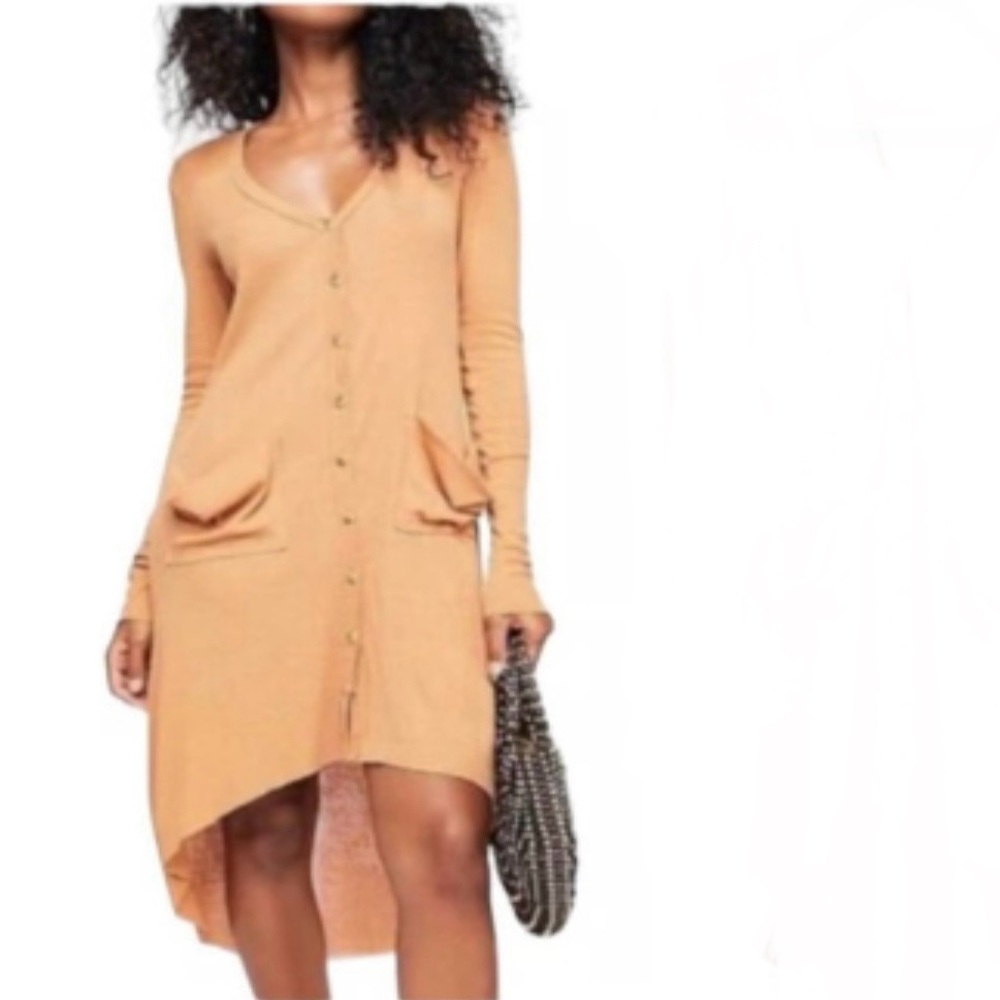 FREE PEOPLE BEACH Peach 'Bonita' Ribbed Cardigan Cover-up size small